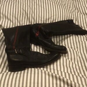 SENDRA tall biker/rider  boots with red zip on both sides.